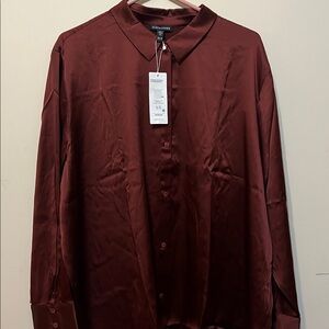 NWT—Eileen Fisher Deep Red Silk shirt